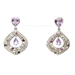 ⚫ Amethyst/Rhodolite Garnet Sterling Silver Earrings